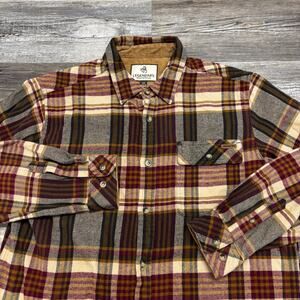 Legendary Whitetails Brown Plaid Mens L Button Up Flannel Shirt Fall Autumn